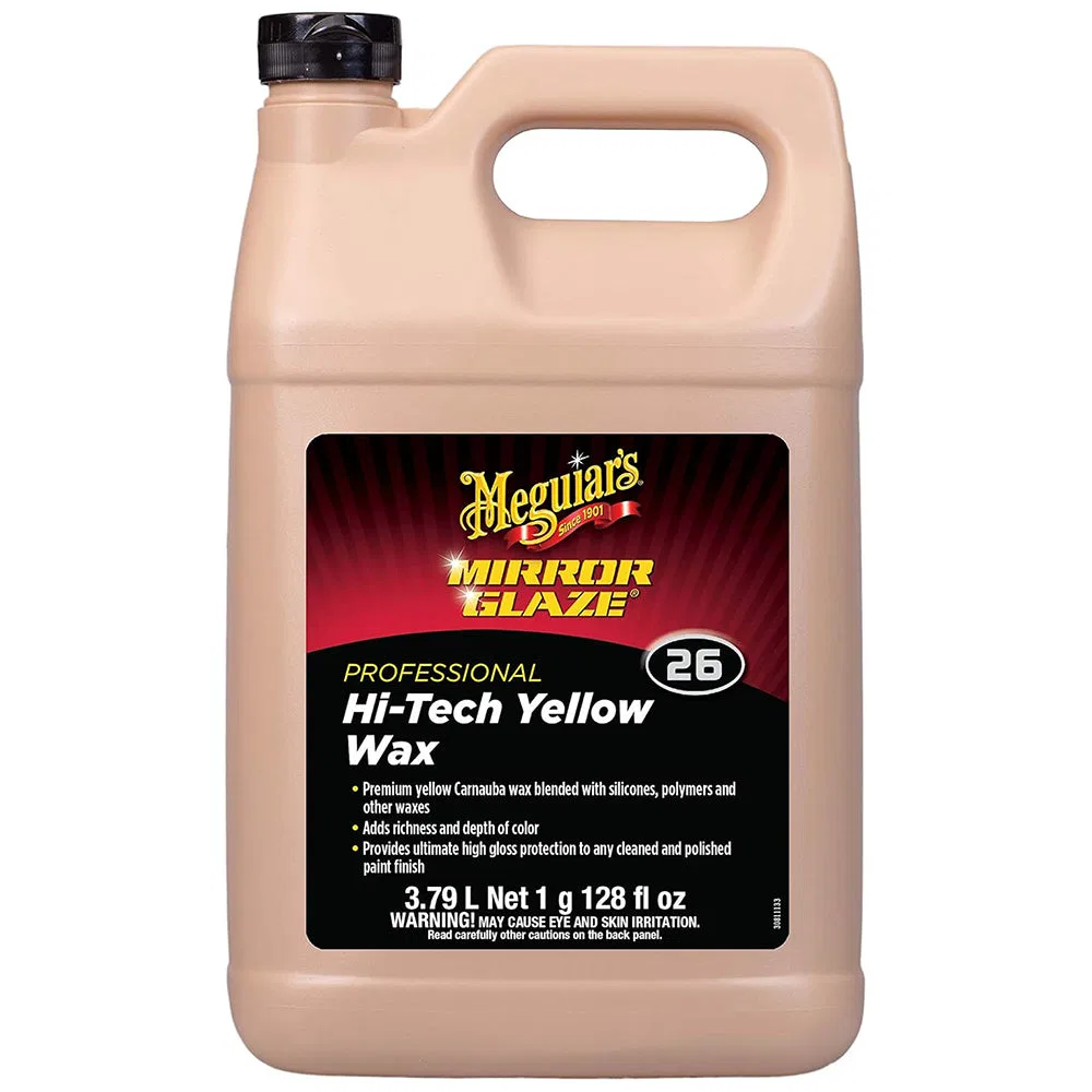 M2601 – MEGUIARS WAX Car Wax, Yellow Carnauba Wax Blended With Silicones/ Polymers And Other Waxes Liquid 1 Gallon Ju...